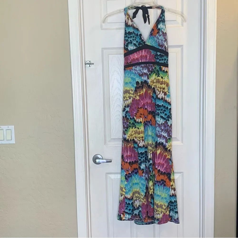 Catch My I Colorful Halter Maxi Dress Size Medium